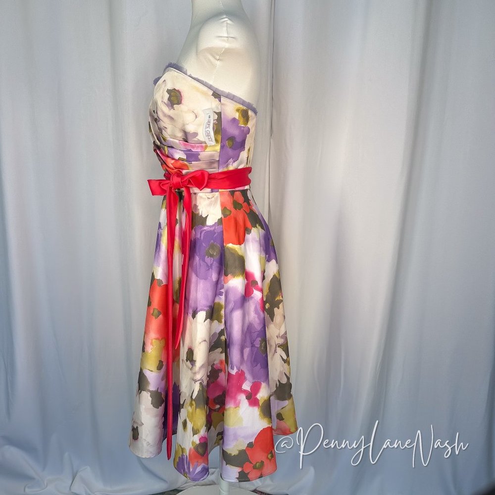 NWT Sheri Lee Juniors Watercolor Floral Strapless Dress - Picture 5 of 9